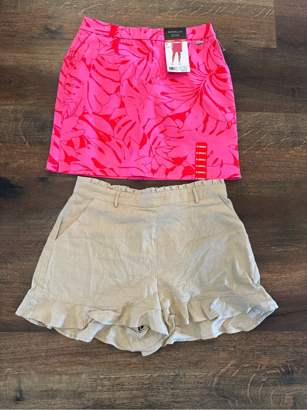 Rafaella Pink Tropical Print Women's Shorts and June & Hudson linen blend shorts